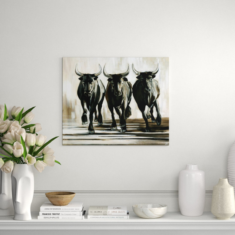 Running Bulls Print, 24" H x 29" W, Image Brush Gel