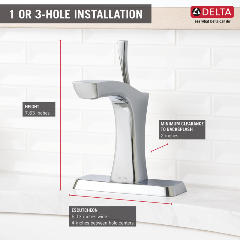 Robinet de salle de bain un trou avec drain Tesla® et technologie d'étanchéité DIAMOND ™, Chrome