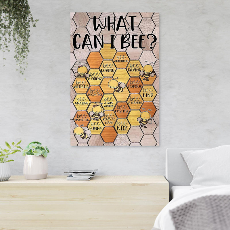 Bees - What Can I Bee - 1 pièce, impression d'art graphique rectangulaire sur toile tendue, H 36 po x l 24 po x P 2 po
