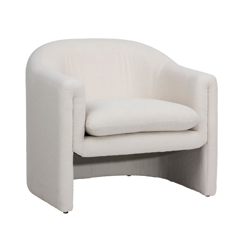 Fauteuil d'appoint rembourré en mélange de polyester Alda Alda, Crème