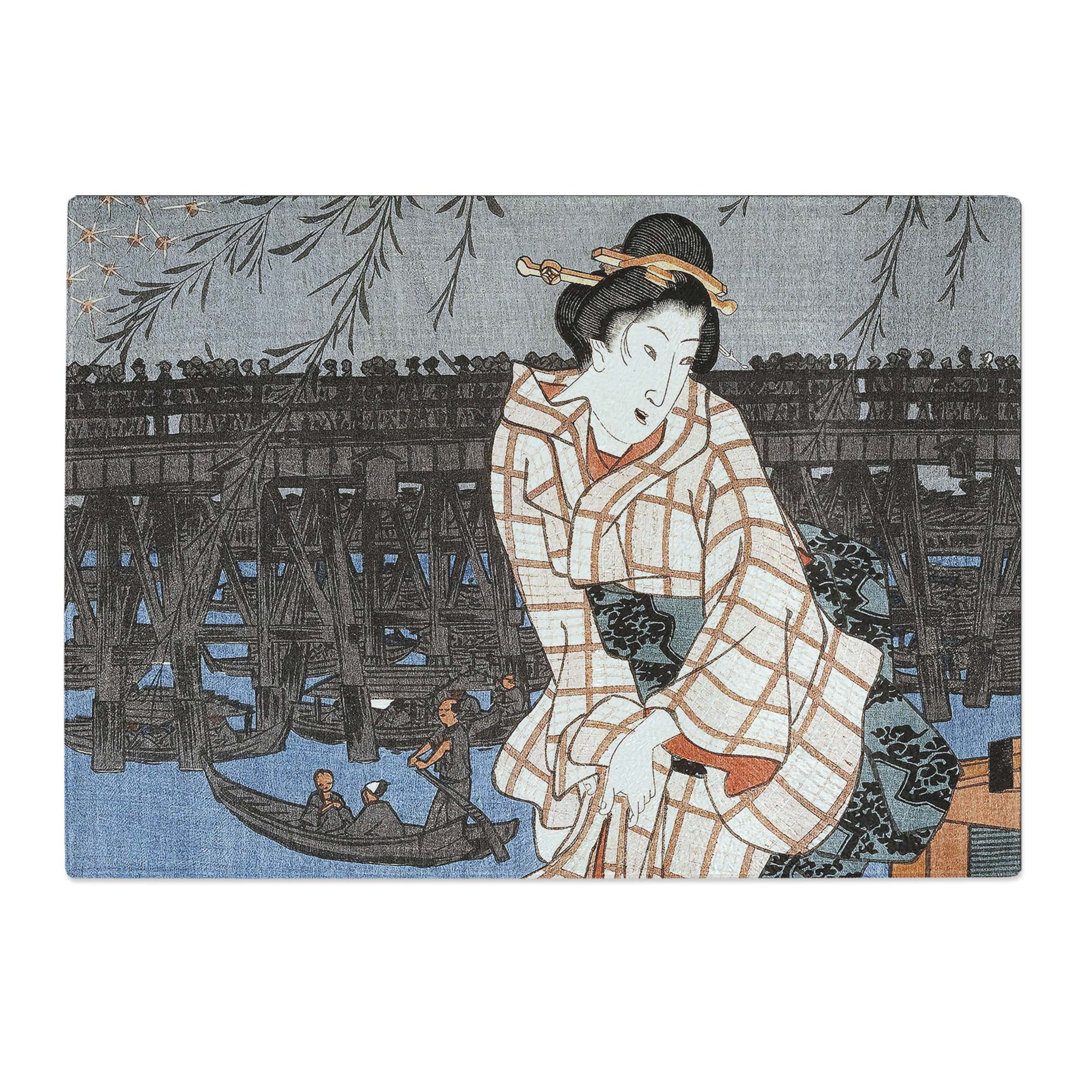 Tempered Glass Evening on the Sumida River by Utagawa Hiroshige Chopping Board