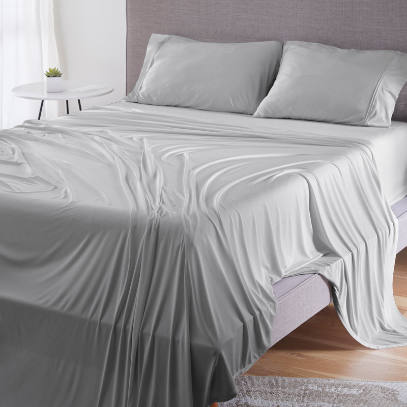 Bedgear Dri-Tec Bed Sheet Set - Moisture Wicking, Breathable, Soft Sheets for Hot Sleepers, Queen, Light Gray