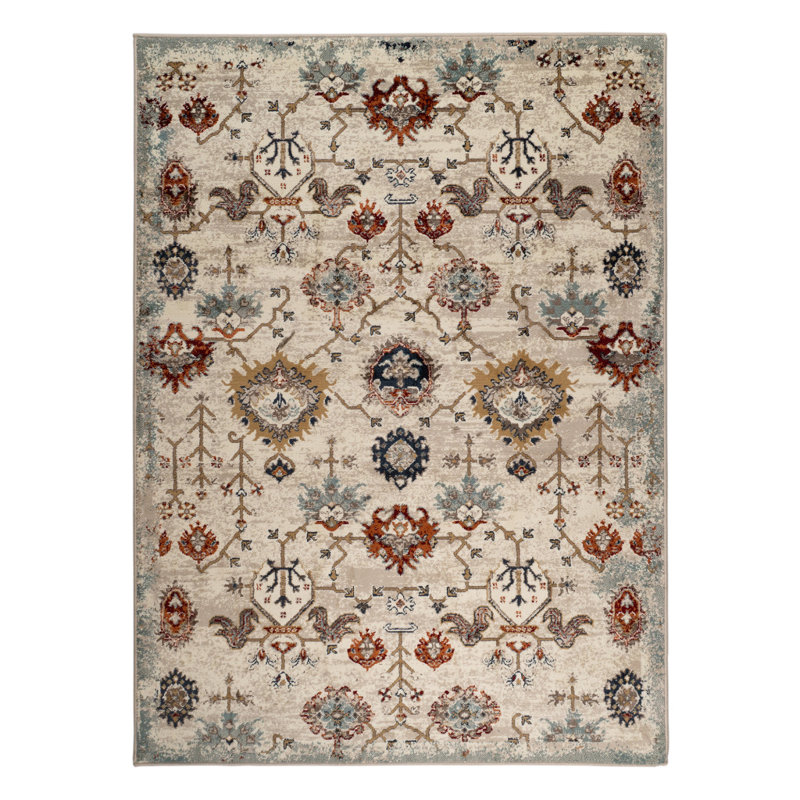 2' X 3' Beige Oriental Power Loom Area Rug