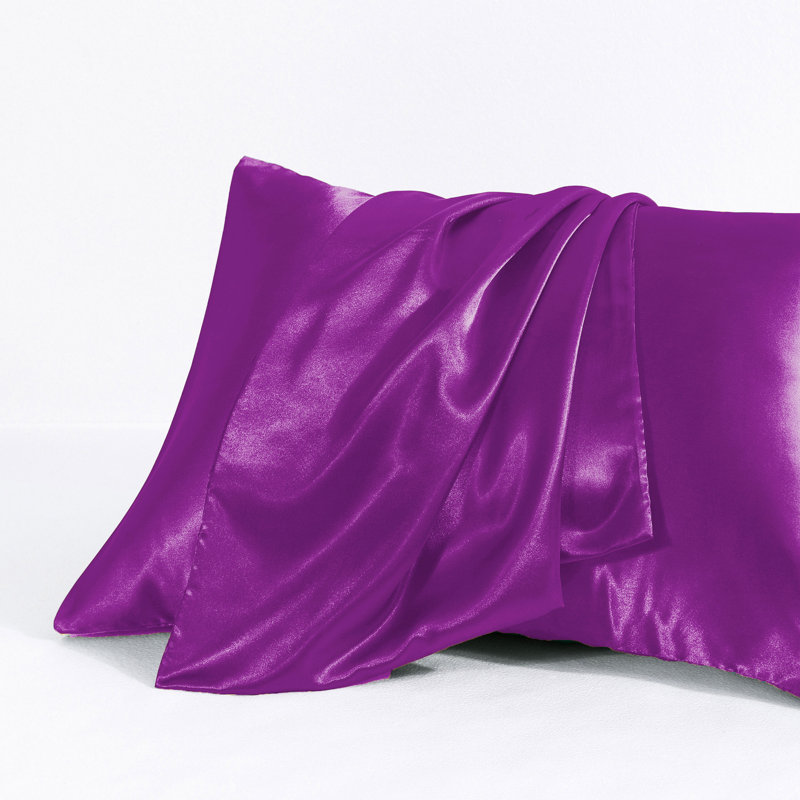 Taies d'oreiller en satin avec fermeture à enveloppe, Taie d'oreiller pour taille de lit très grand cal, Mauve