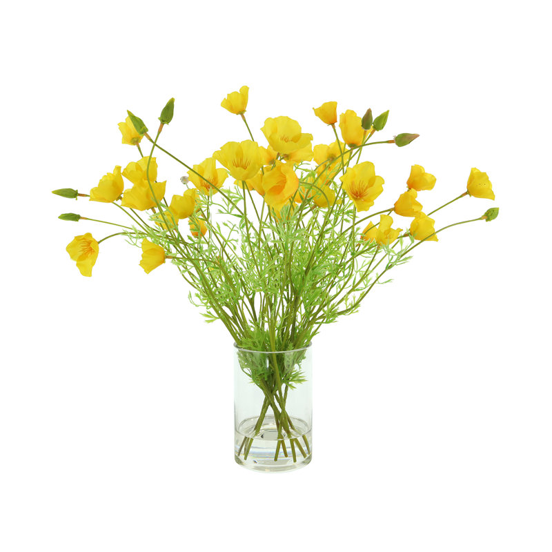 Poppy Arrangement in Glass Vase