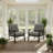 Set Of 2  All-Weather Metal Armchairs, Black Frame With Gray Cushions-182209575-182209574