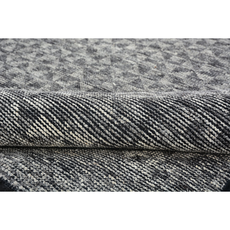 Tapis argenté / foncé / gris noué à la main de haute qualité, Rectangle 8 pi x 10 pi