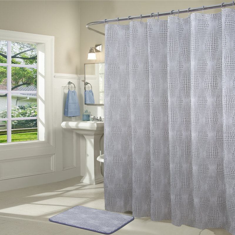 Ensemble de rideau de douche en vinyle 14 pièces + crochets, Argent