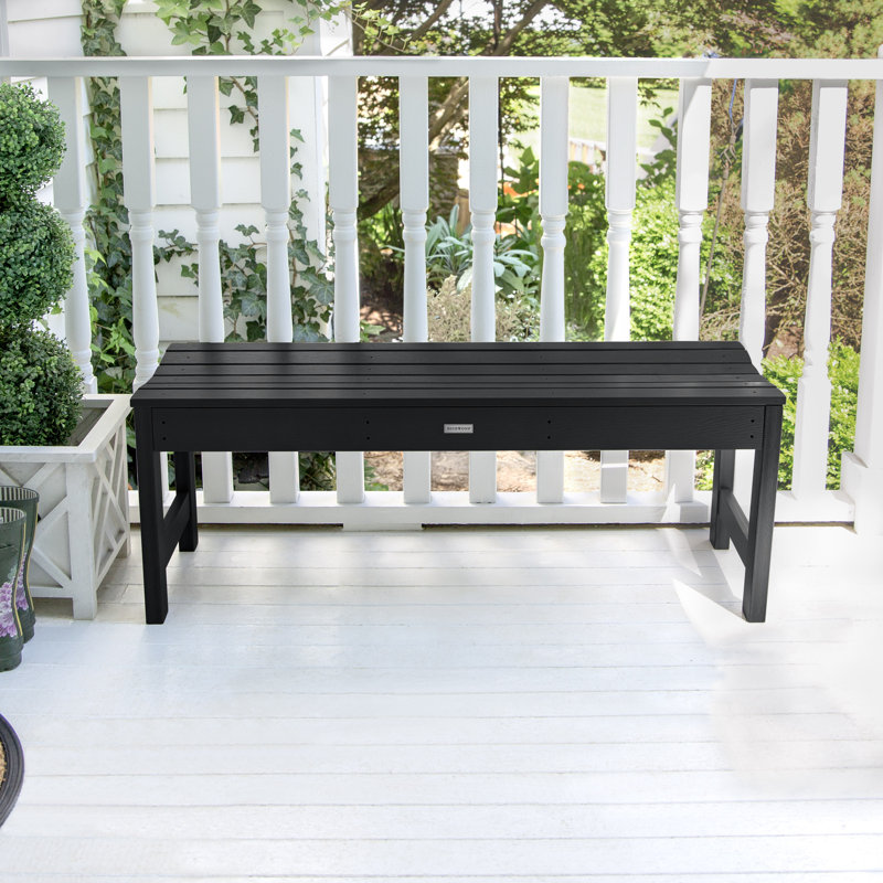 Banc d'extérieur en plastique recyclé Arbnora, Noir, H 17,2 po x l 46,1 po x P 15,8 po