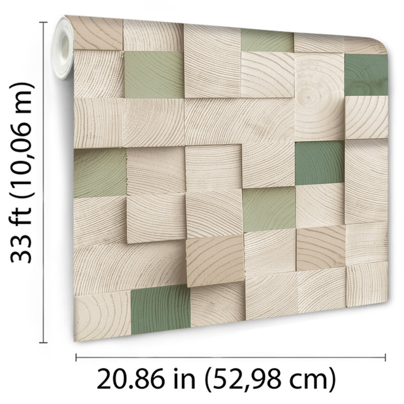 Papier peint blocs de bois, Vert