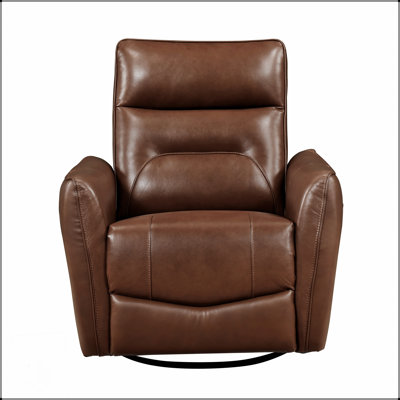 1Pc Recliner Chair With Swivel Motion, Luxurious Comfort, Leather Upholstered, Solid Wood Frame For Living Room