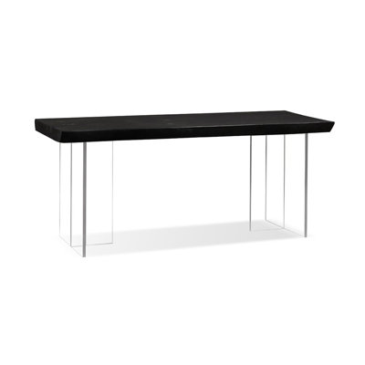 Black Rectangular Solid + Acrylic Dining Table For Dining Room/Kitchen