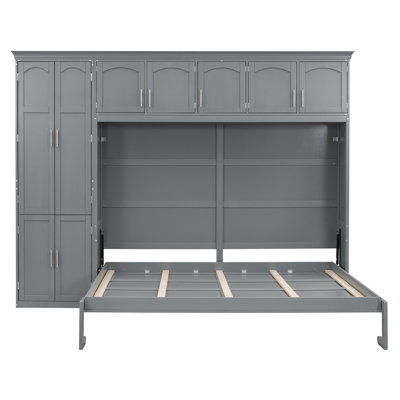 Lit escamotable mural Murphy avec armoires, gris