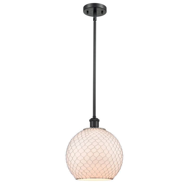 Luminaire sphère suspendu 1 lumières simple Egger, Blanc / Noir, Noir mat, H 13 po x l 10 po x P 10 po