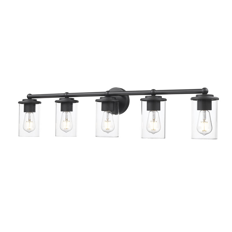 Éclairage pour meuble-lavabo à 5 lumières Cheetham, Noir mat