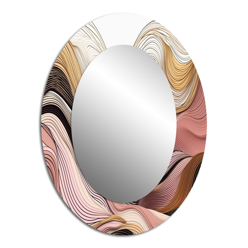 Exploration des lignes abstraites IV - Miroir décoratif ovale abstrait sur métal, 40 po x 30 po