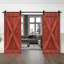Porte de grange en bois massif lambrissé et métal-86645844-86645852