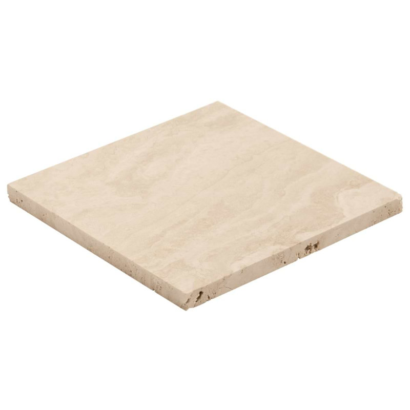Travertine 6x6 Vein Cut Filled Honed Tile, Ivory Honed