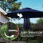 Parasol solaire 9 pi avec lumières à DEL, bleu marine