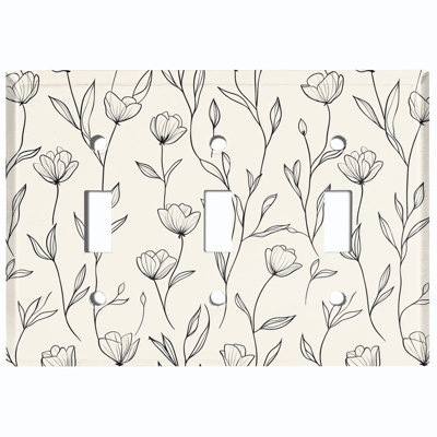Couvercle de plaque d'interrupteur en métal; Bascule à 3 bandes standard américain - Motif floral délicat