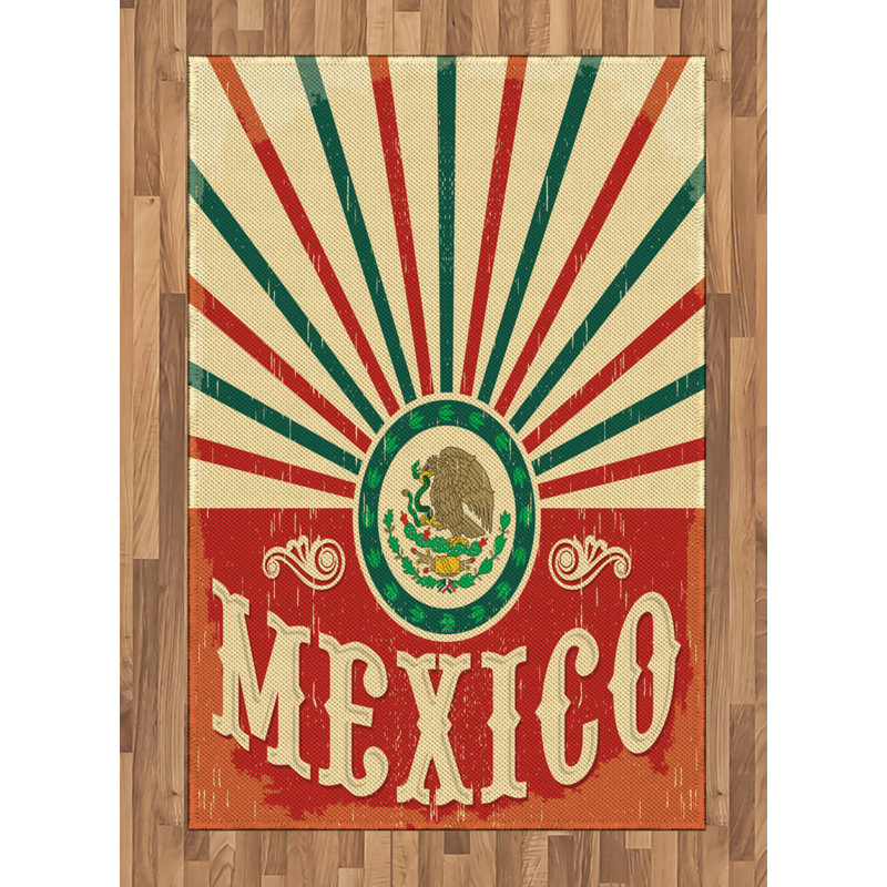 Tapis décoratif mexicain à haute densité en fibres longues, Rectangle— 4 pi x 5 pi 8 po