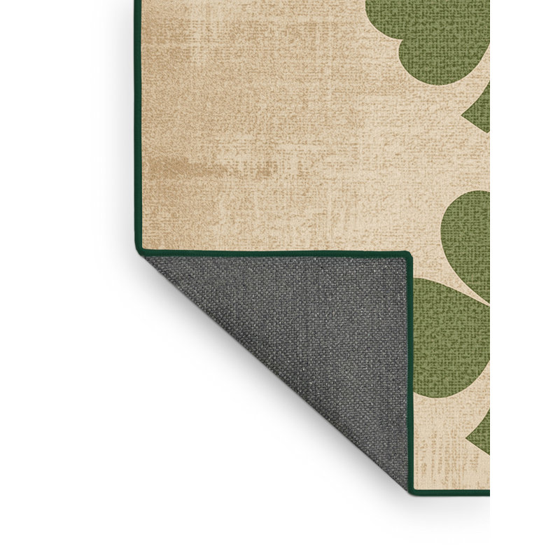 Soft Plush Eudy St Patties Modern & Contemporary Abstract Area Rug in Beige – Green Binding, 7x9