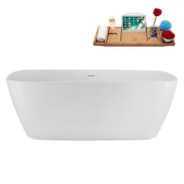 Baignoire autoportante 59 "avec drain Streamline, Noir mat