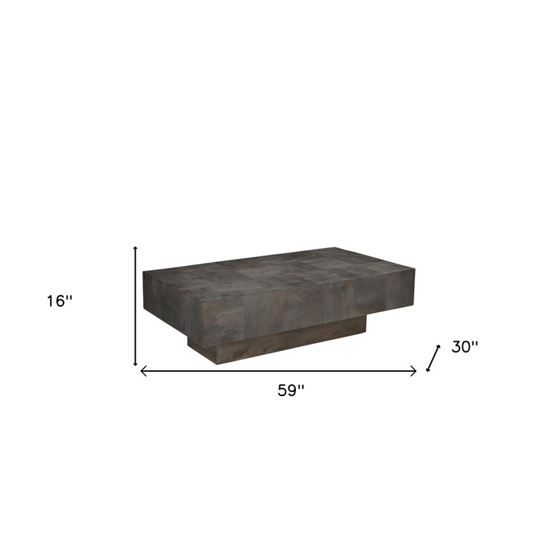 59" Dark Gray Solid Wood Coffee Table