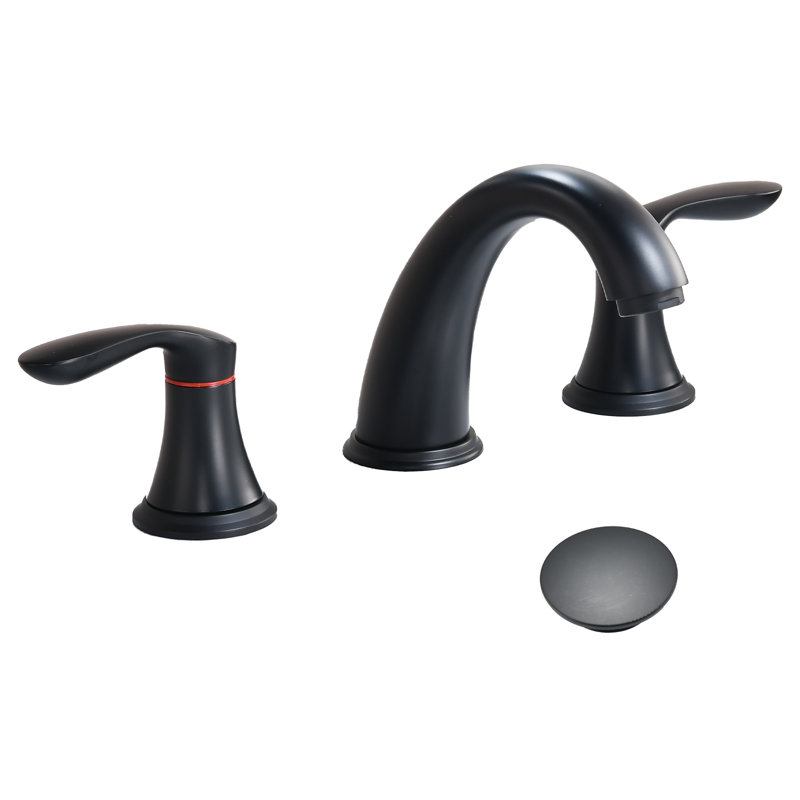 2-handle Bathroom Faucet with Drain Assembly, Matte Black