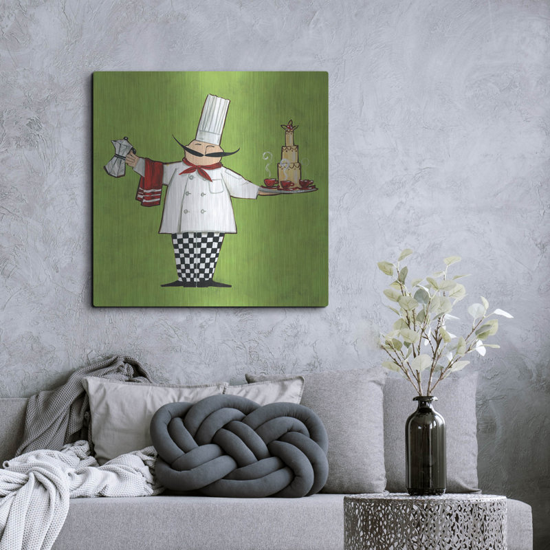 Art mural en métal luxueux «Cafe Chef in Color» par Anne Tavoletti, 12 po x 12 po, H 36 po x l 36 po
