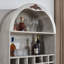 Armoire à vin arquée en bois avec support à vin amovible, surface en bois aggloméré anti-rayures, tablettes réglables et conception anti-basculement pour le salon et la salle à manger-1961005887