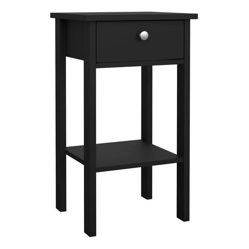 Allensby 40cm W Manufactured Wood Bedside Table, Black