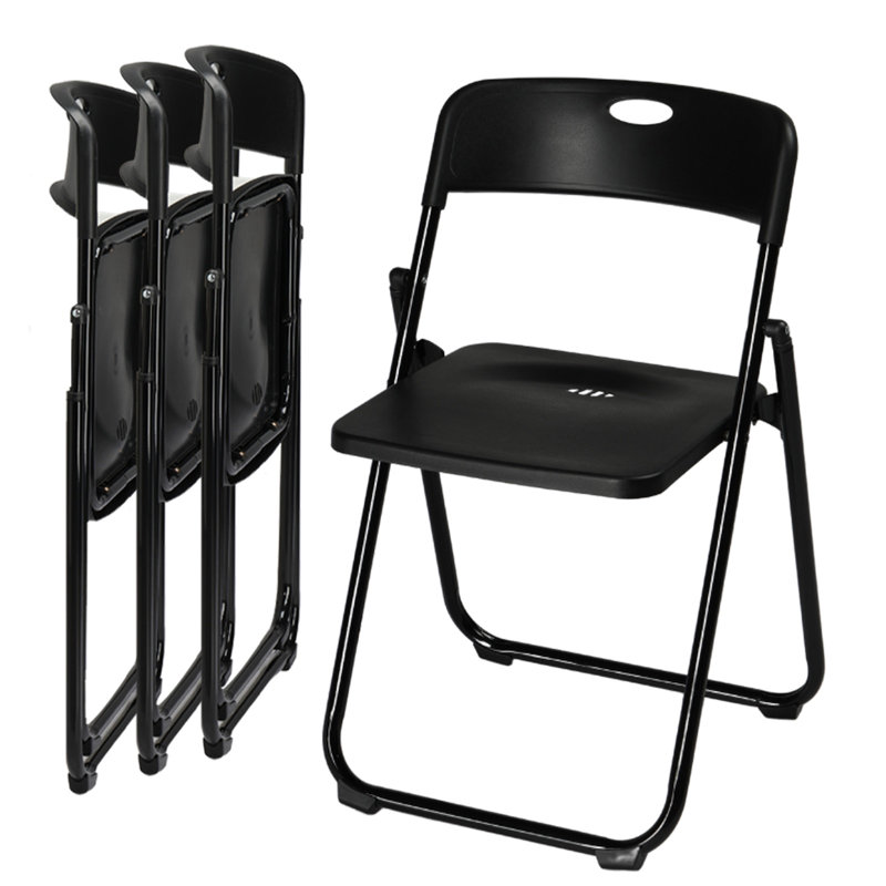 Plastic Folding Chairs(Set Of 4), Black