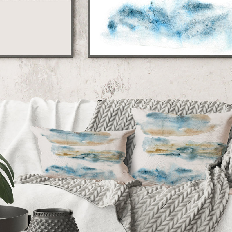 Abstrait de nuages bleu foncé III - coussin moderne imprimé