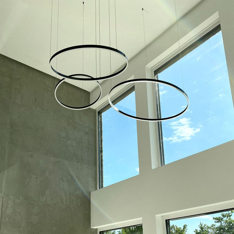 LED pendant light Ring 80 direct or indirect 1, Black, 230cm H x 3.3cm W x 1.3cm D