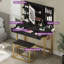  Makeup Vanity Desk with LED Lighted Mirror & Power Outlet & Stool-1080264709