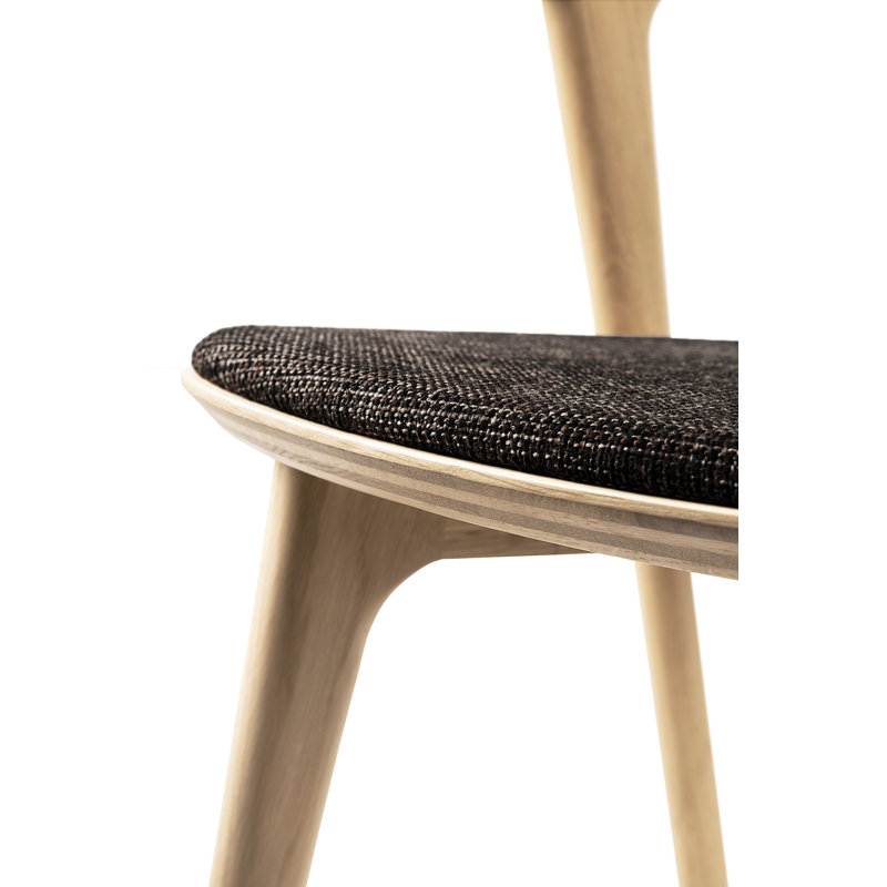 Bok Upholstered Dining Chair, Dark Brown Polyester Blend/Acrylic, Varnished Oak