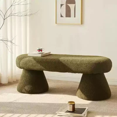 Banc de lit tapissier en sherpa moderne 47,24 pouces