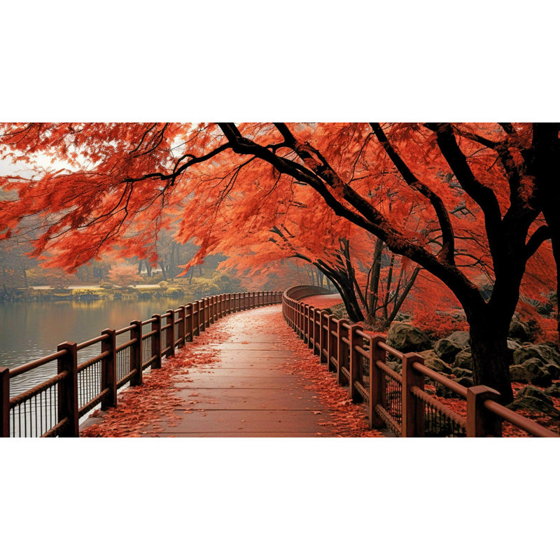 Art mural sur toile Scarlet Lakeside Walk, H 20 po x l 36 po