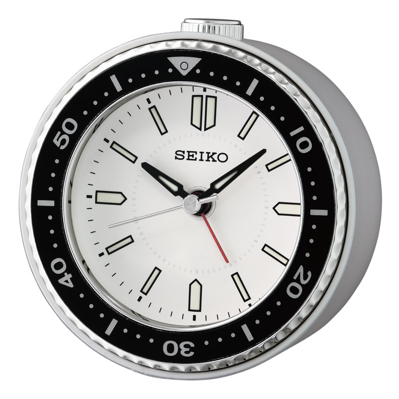 QHE184JLH Alarm Clock, Silver-Tone, White