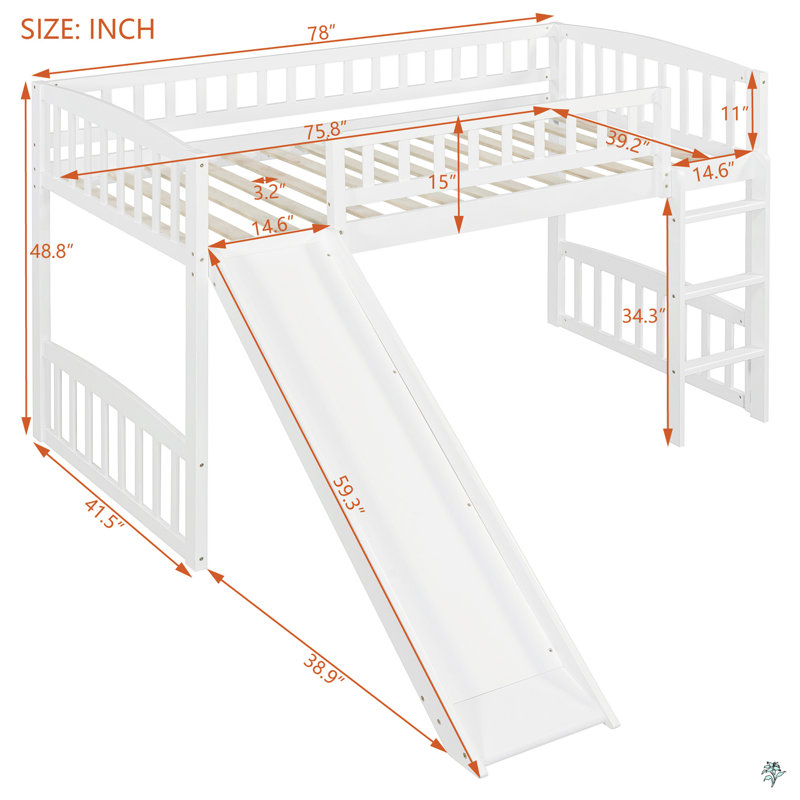 Lit mezzanine simple avec glissoire et échelle