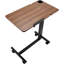 Table de chevet mobile avec porte-gobelet, 4 roues, hauteur et angle réglables, plateau rabattable, idéale pour le télétravail, en acier noir.