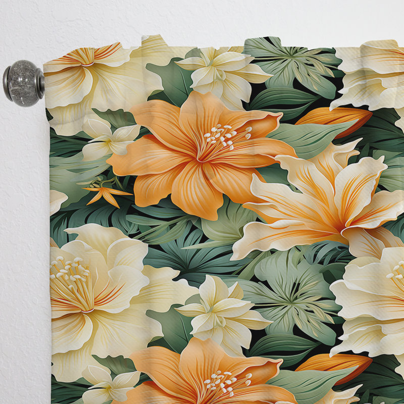 Mangue Bloom motif tropical I - Rideau floral - Velours obscurcissant - 1 panneau, L 52 po x L 84 po