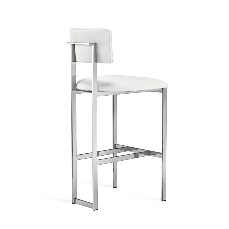 Landon Upholstered Stool with Metal Frame, Counter Stool (26" Seat Height), Antique Bronze, Cream Latte