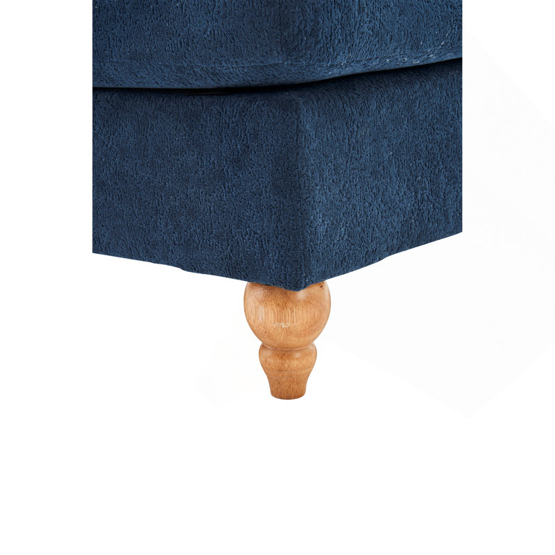 Canapé-lit moderne surdimensionné avec repose-pieds en bois massif Mid-Century, Bleu