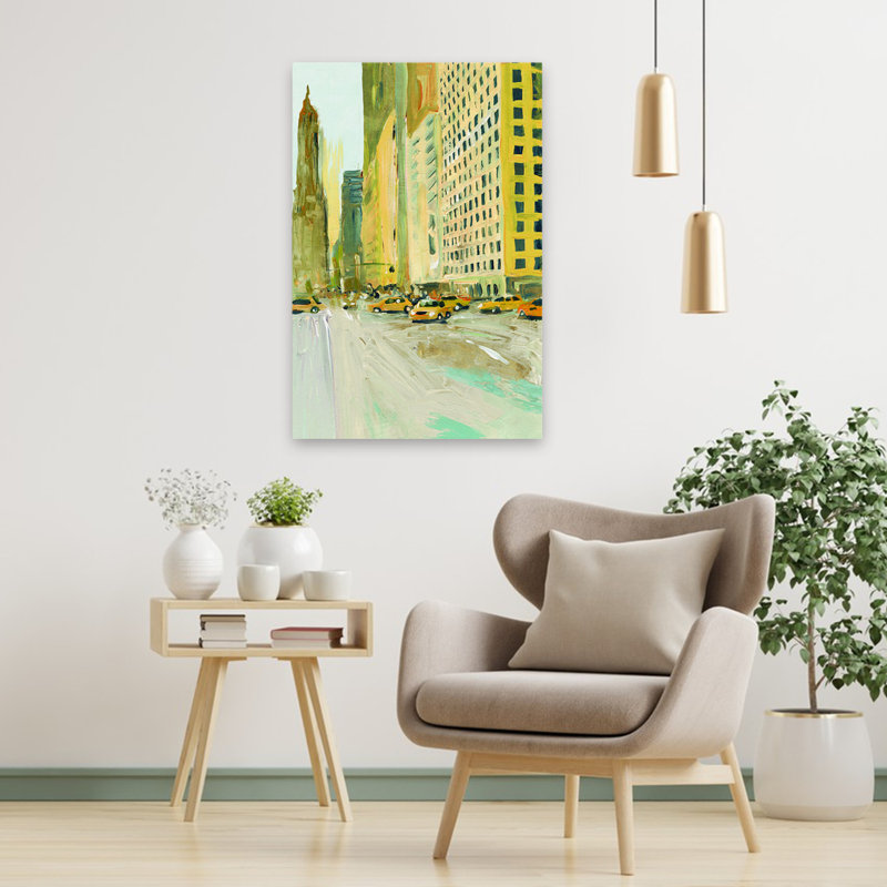 «Early Manhattan Modern Gold Cityscape», art, H 36 po x l 24 po