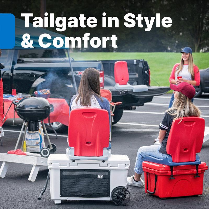 Step2 Flip Seat - Foldable, Portable Seat Stays in Place on Pool Edges, Tailgates, Red/Gray
