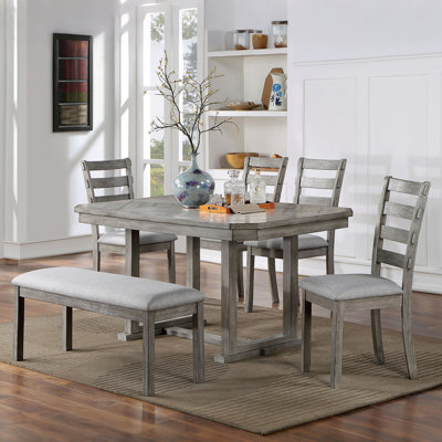 Ensemble de table de salle à manger en bois massif de style rustique 6 pièces