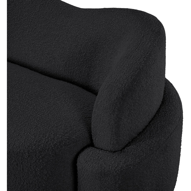 Canapé rembourré Ishawn, Tissu bouclé noir