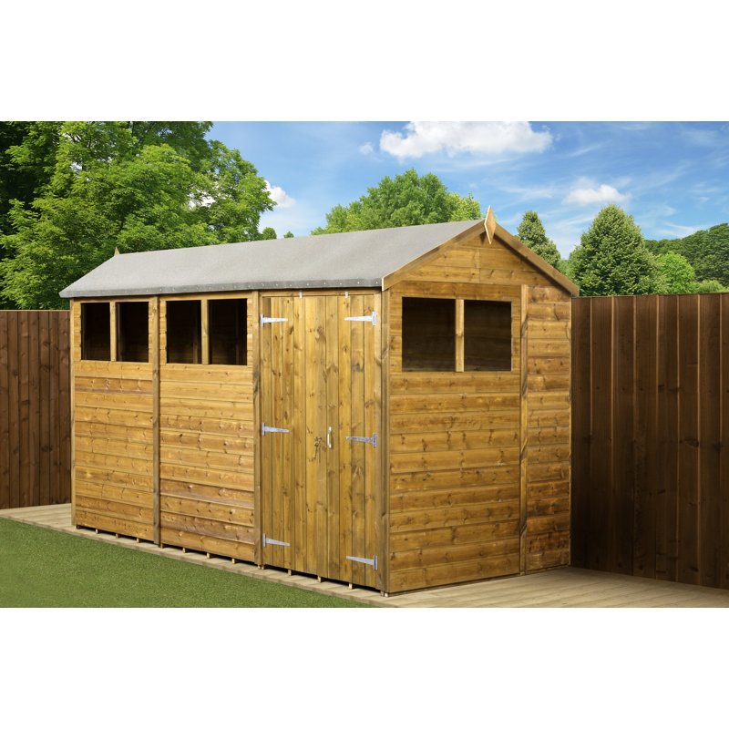 Modular Apex Garden Shed  12X6 With Windows Double Door
